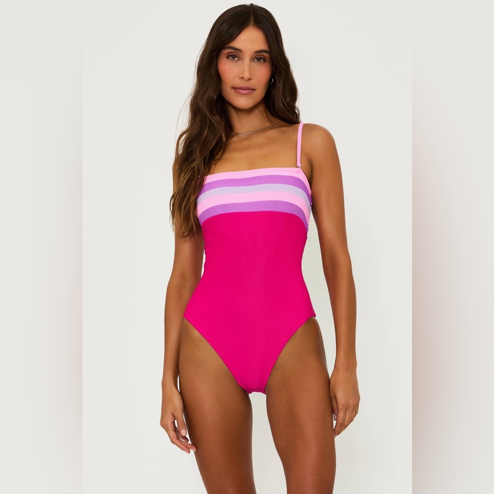 Beach Riot Jessa One Piece Raspberry Colorblock, Size Large, $178 - Picture 5 of 14